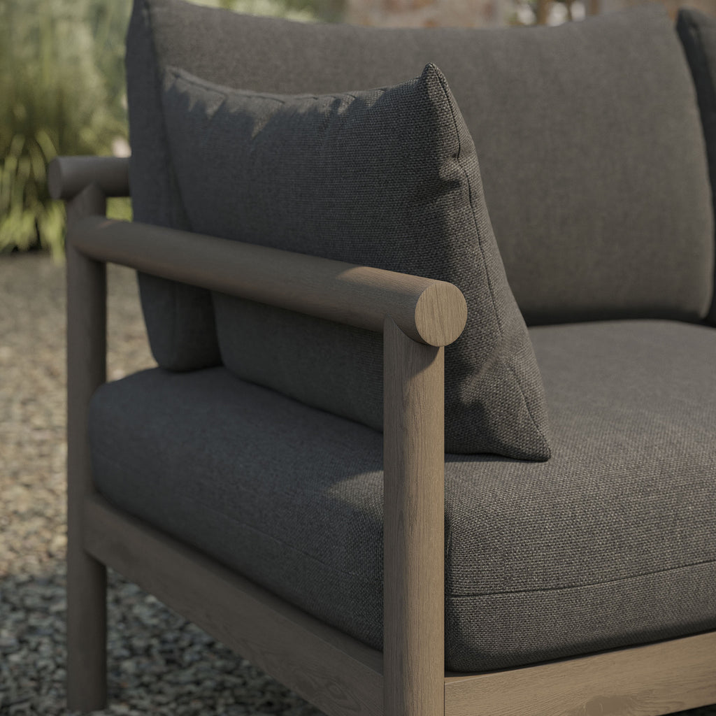 Eleni Outdoor Patio Teak Wood Loveseat - Weathered Gray Flint