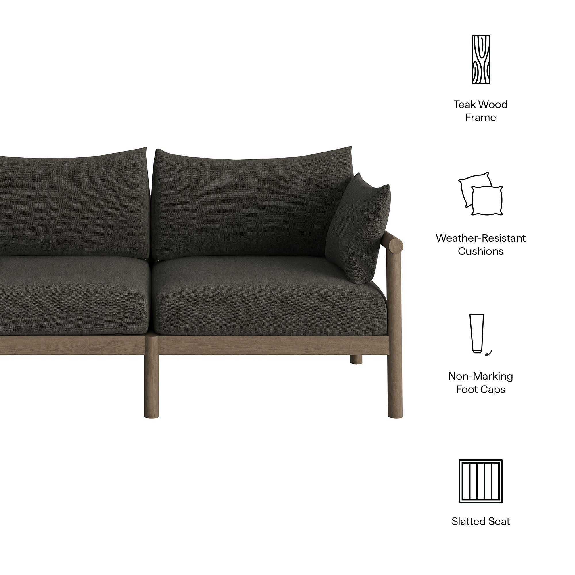 Eleni Outdoor Patio Teak Wood Loveseat - Weathered Gray Flint