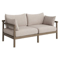 Eleni Outdoor Patio Teak Wood Loveseat - Weathered Gray Pebble