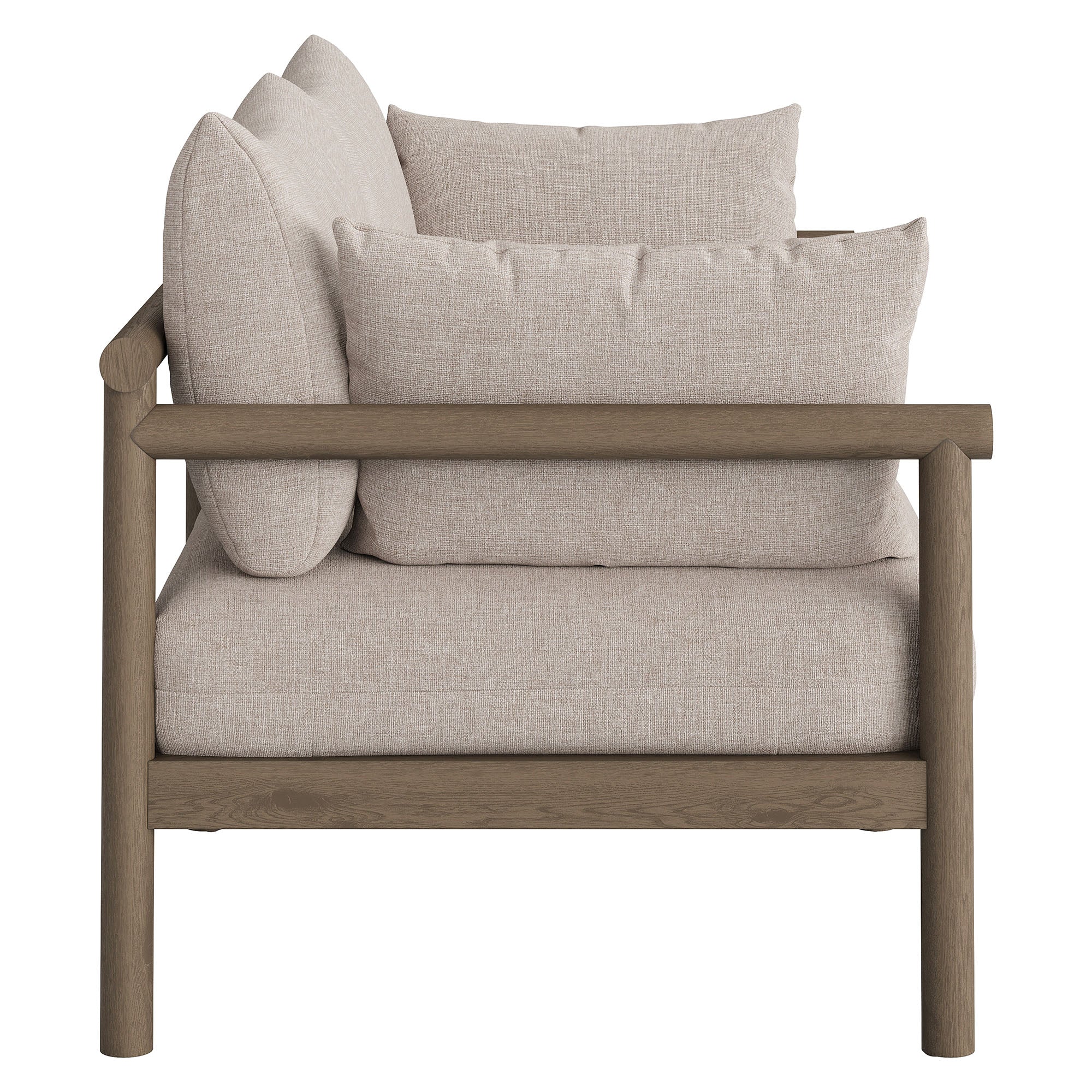 Eleni 2-Piece Outdoor Patio Teak Wood Loveseat with Ottoman Set - Weathered Gray Pebble