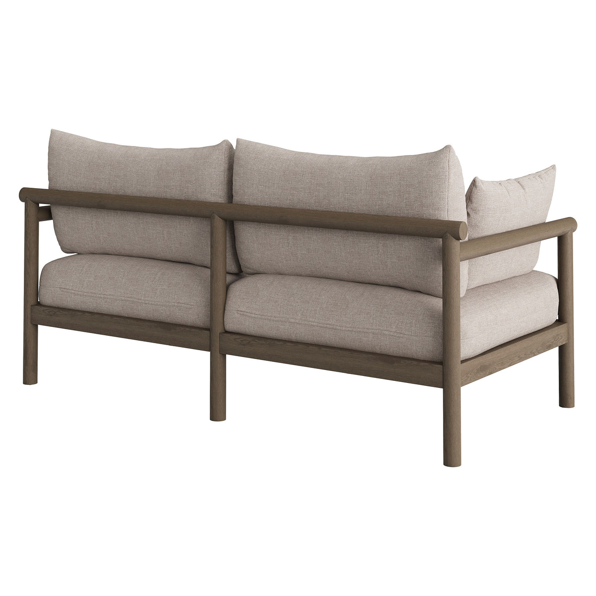 Eleni Outdoor Patio Teak Wood Loveseat - Weathered Gray Pebble