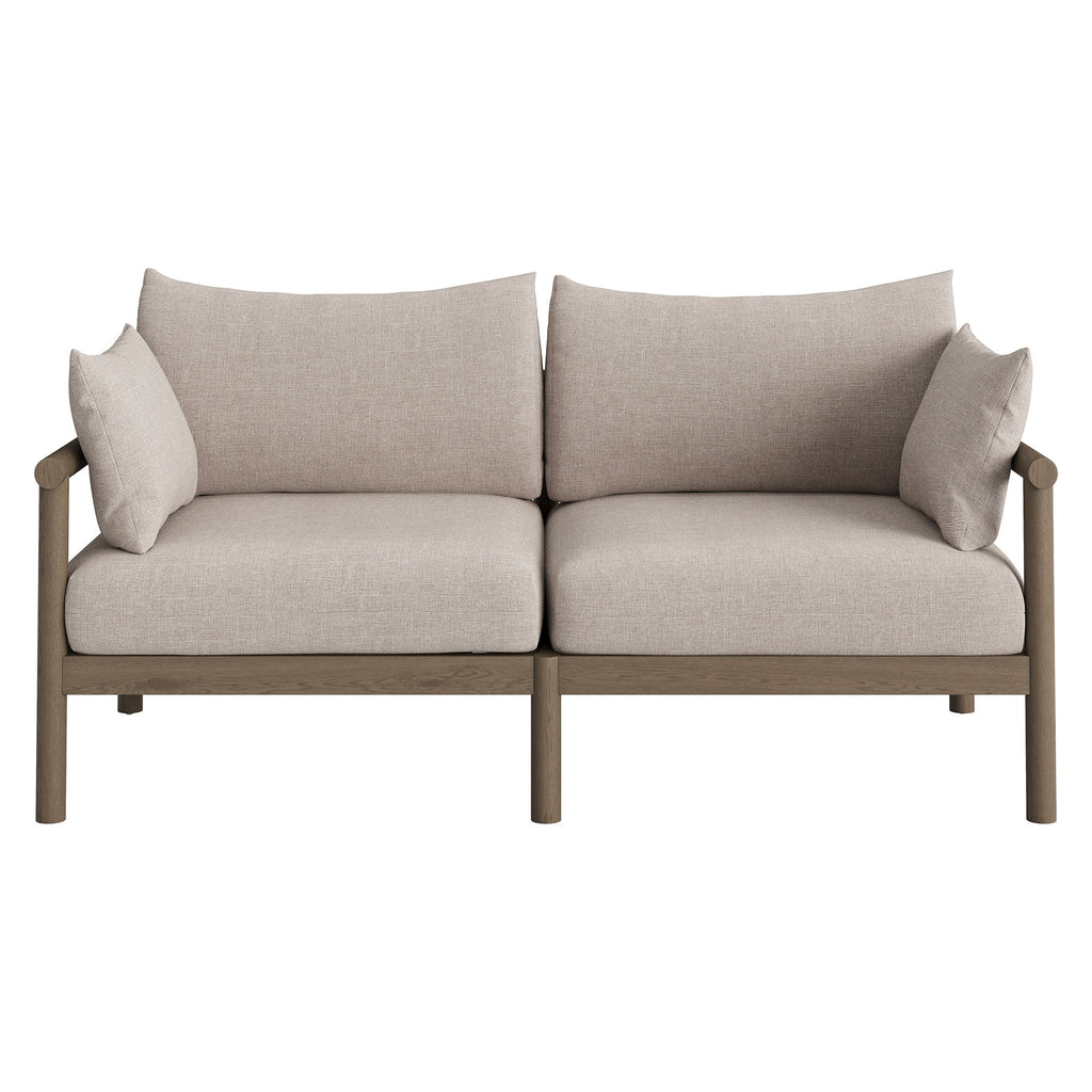 Eleni Outdoor Patio Teak Wood Loveseat - Weathered Gray Pebble