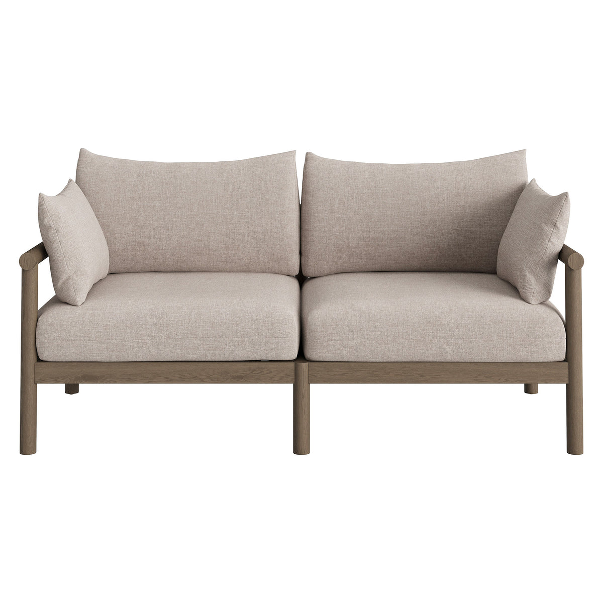 Eleni 4-Piece Outdoor Patio Teak Wood Sofa Set - Weathered Gray Pebble