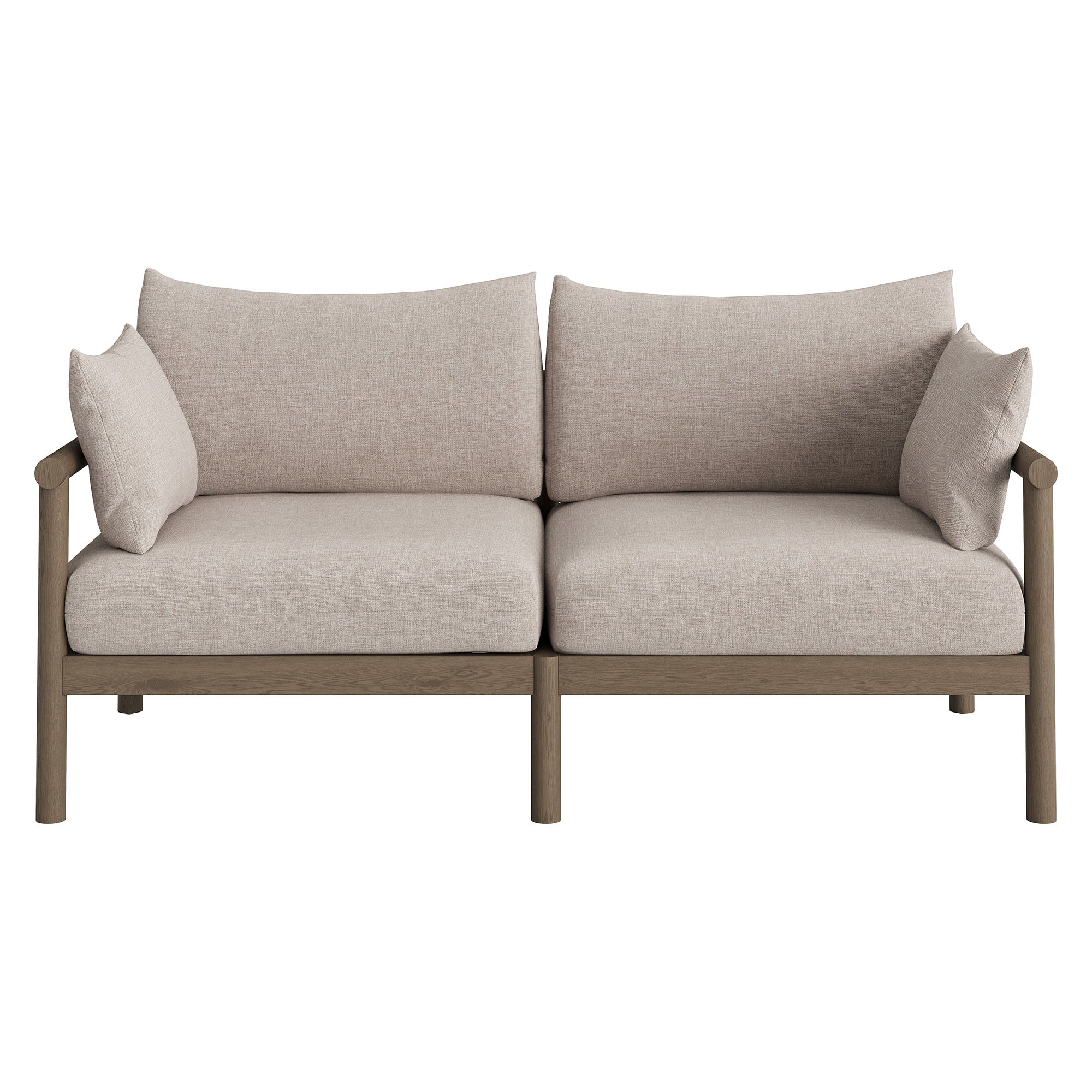 Eleni 2-Piece Outdoor Patio Teak Wood Loveseat with Ottoman Set - Weathered Gray Pebble