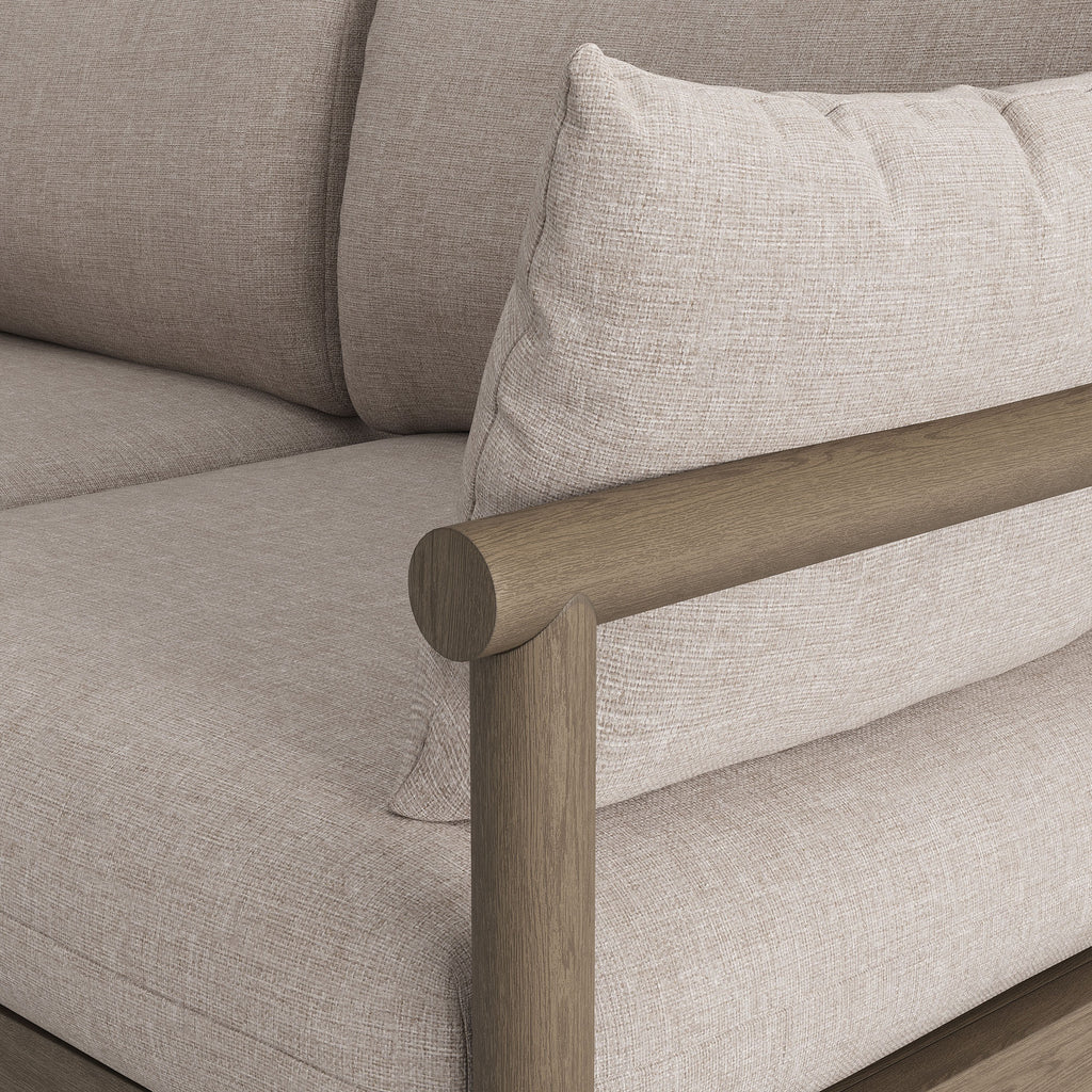 Eleni Outdoor Patio Teak Wood Loveseat - Weathered Gray Pebble