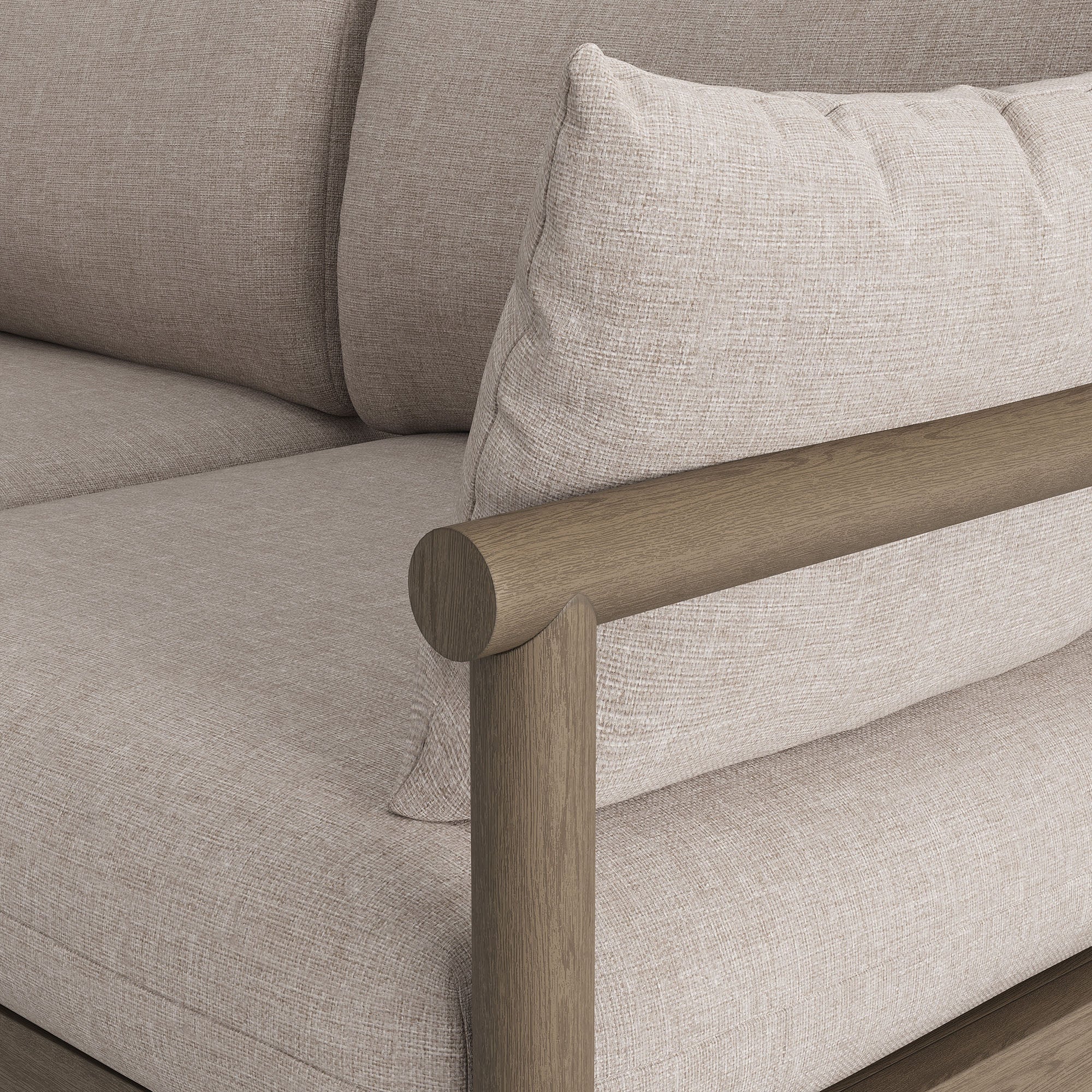 Eleni Outdoor Patio Teak Wood Loveseat - Weathered Gray Pebble