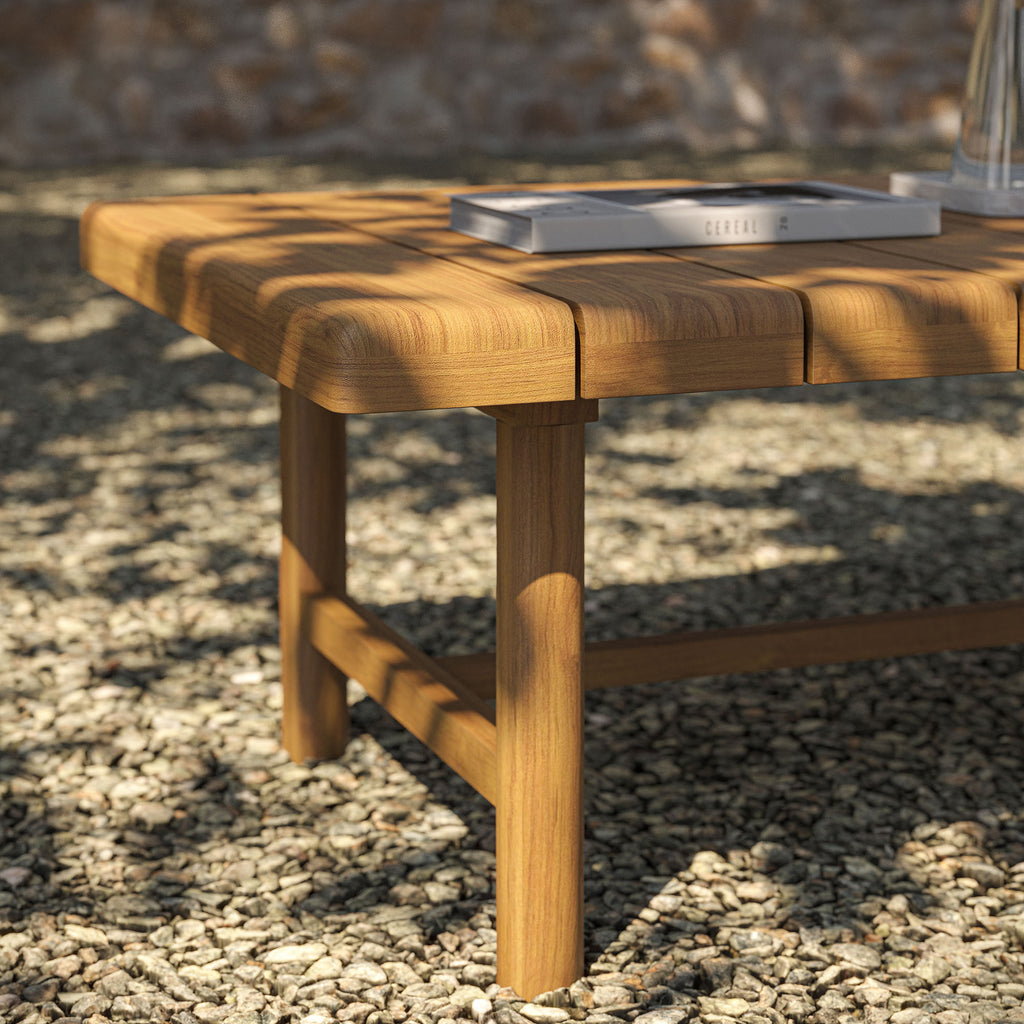 Eleni 41-Inch Outdoor Patio Teak Wood Coffee Table - Natural