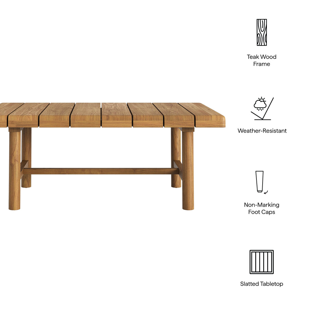 Eleni 41-Inch Outdoor Patio Teak Wood Coffee Table - Natural