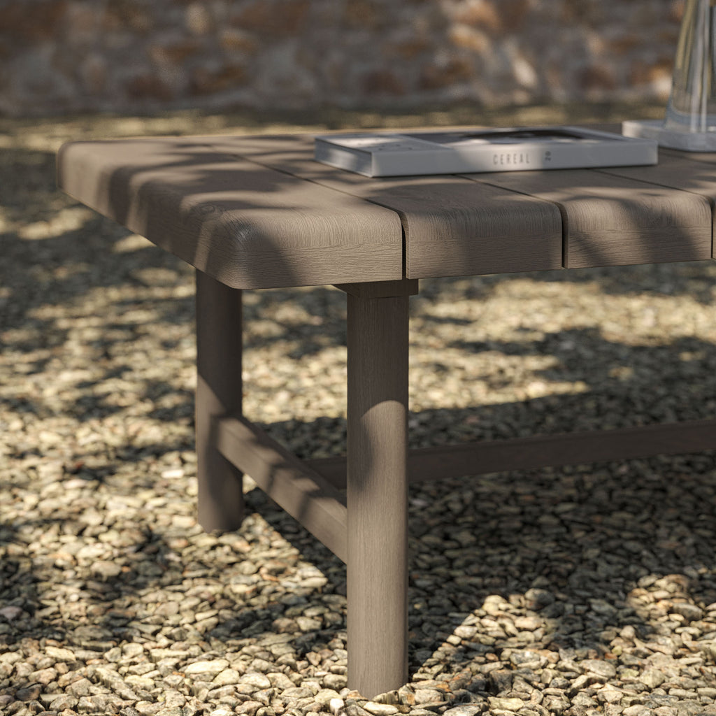 Eleni 41-Inch Outdoor Patio Teak Wood Coffee Table - Weathered Gray Teak