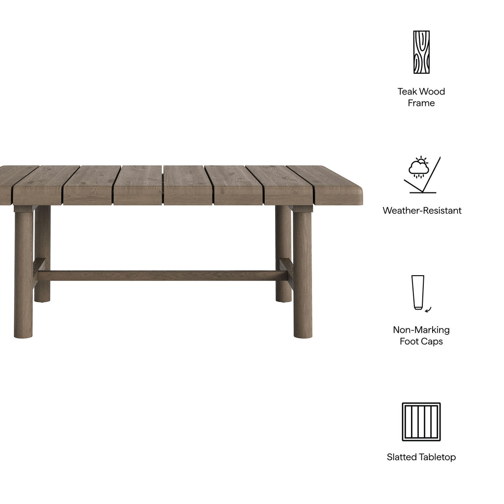 Eleni 41-Inch Outdoor Patio Teak Wood Coffee Table - Weathered Gray Teak