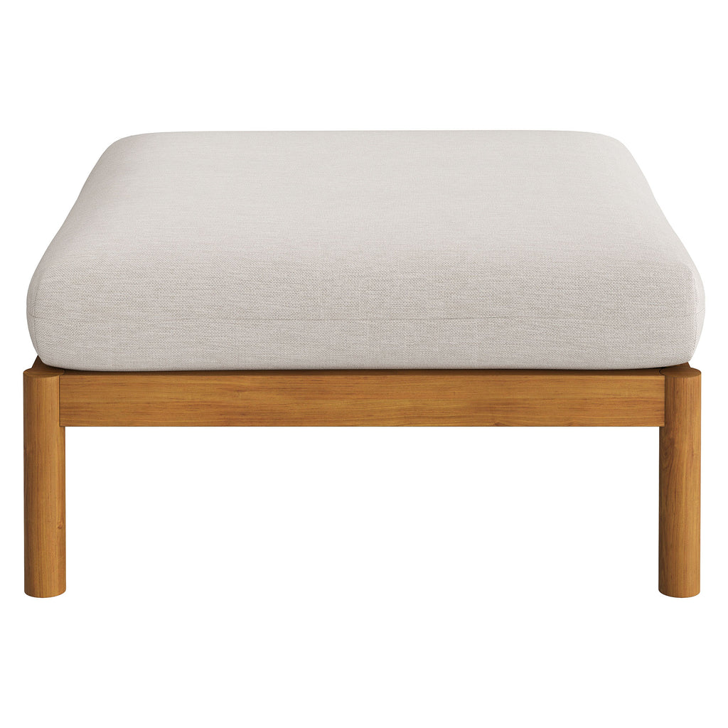 Eleni Square Outdoor Patio Teak Wood Ottoman - Natural Sail