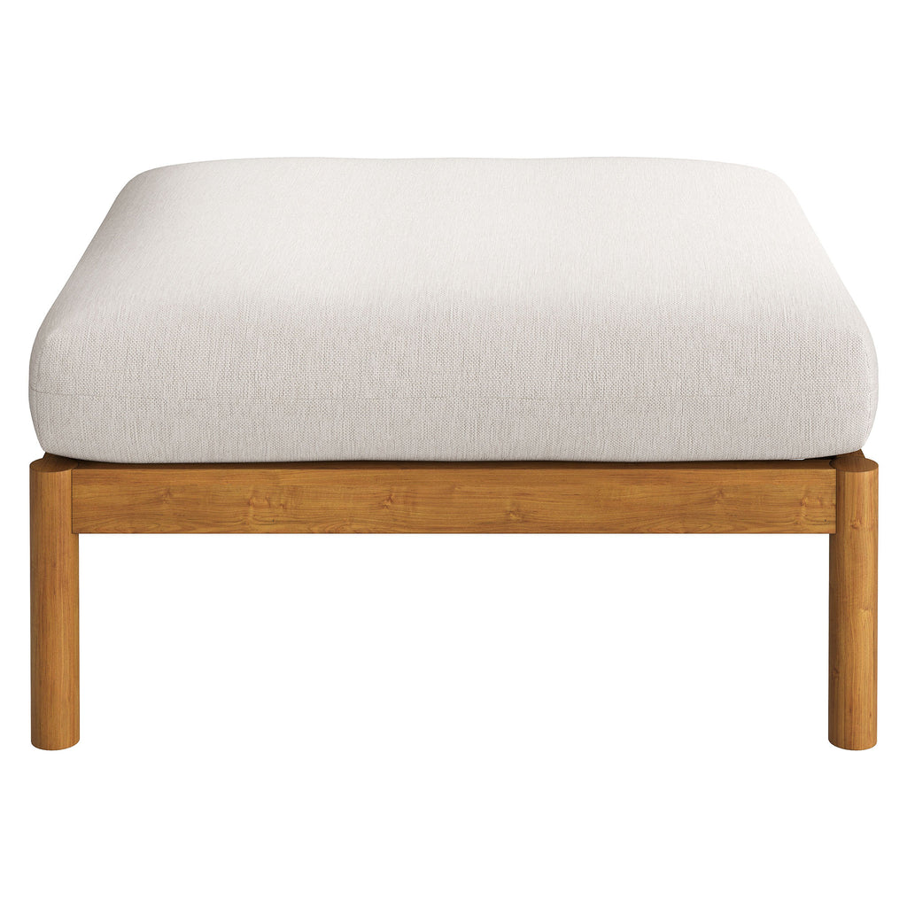 Eleni Square Outdoor Patio Teak Wood Ottoman - Natural Sail