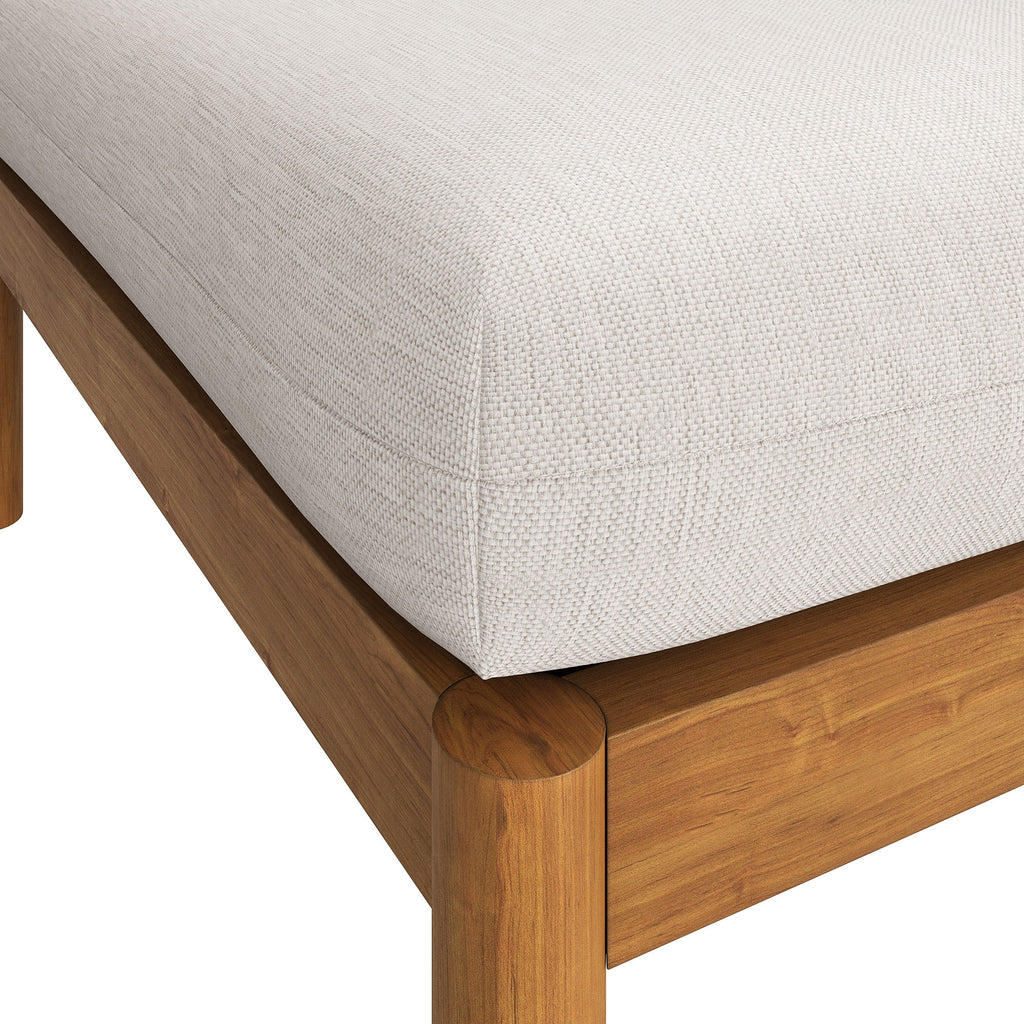 Eleni Square Outdoor Patio Teak Wood Ottoman - Natural Sail