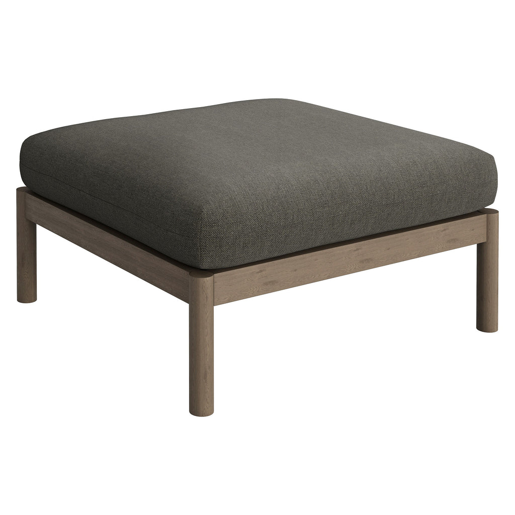 Eleni Square Outdoor Patio Teak Wood Ottoman - Weathered Gray Flint