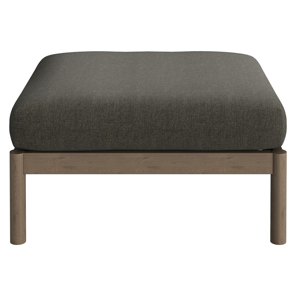 Eleni Square Outdoor Patio Teak Wood Ottoman - Weathered Gray Flint