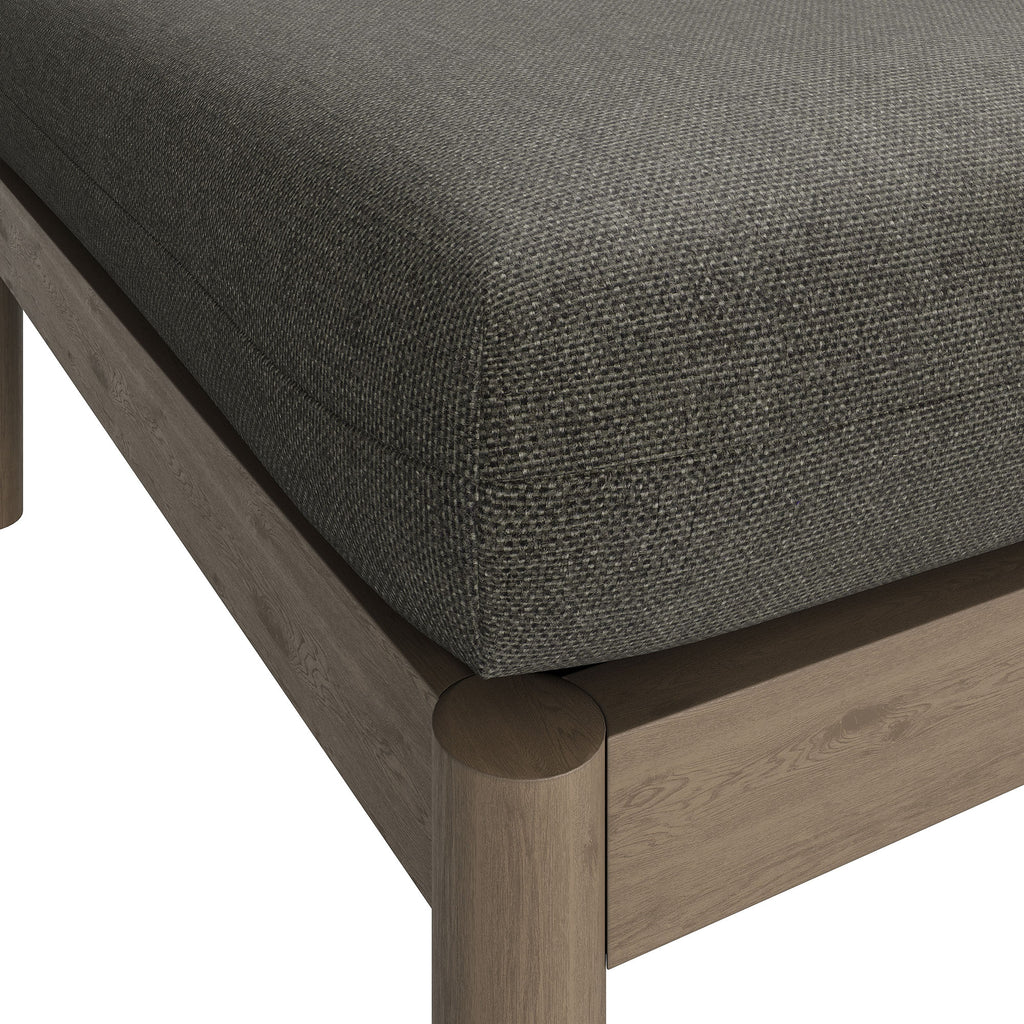 Eleni Square Outdoor Patio Teak Wood Ottoman - Weathered Gray Flint