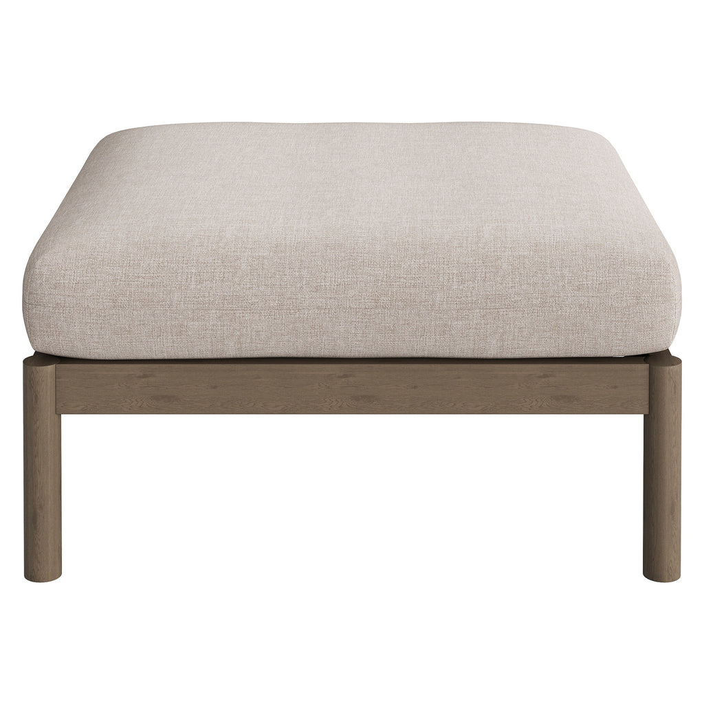 Eleni Square Outdoor Patio Teak Wood Ottoman - Weathered Gray Pebble