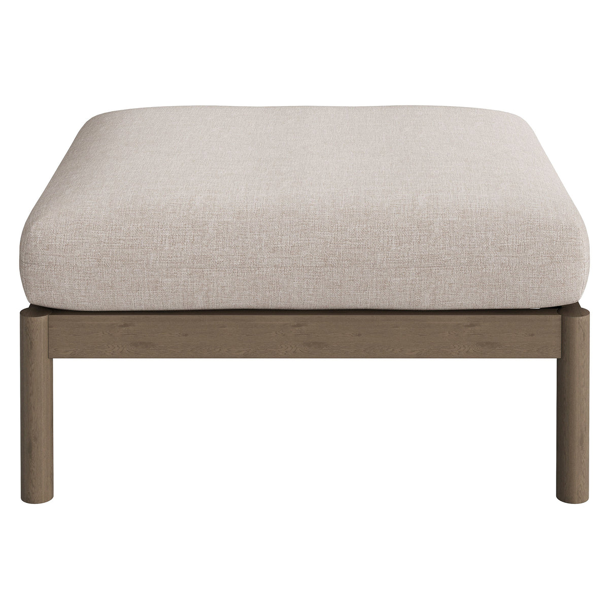 Eleni Square Outdoor Patio Teak Wood Ottoman - Weathered Gray Pebble