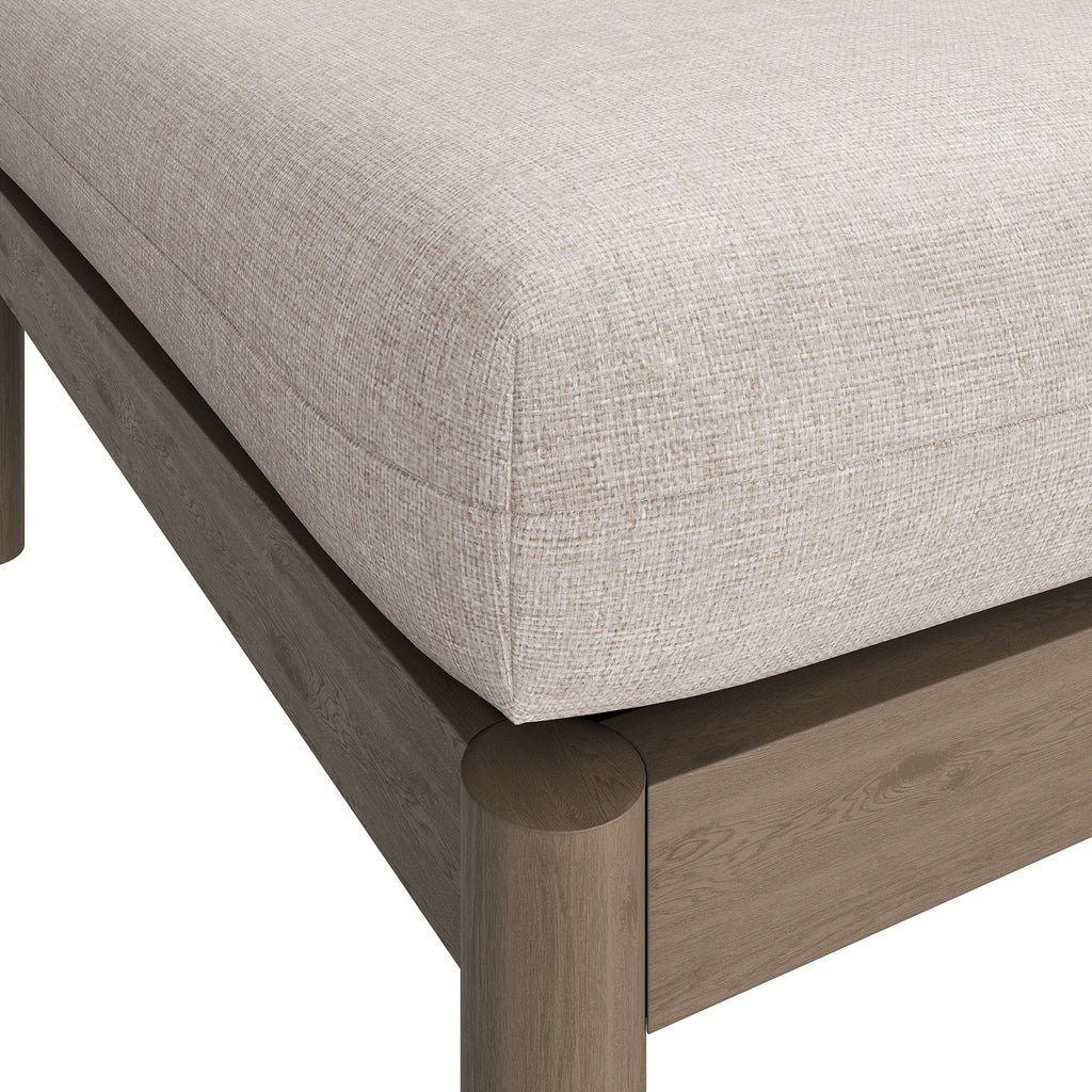 Eleni Square Outdoor Patio Teak Wood Ottoman - Weathered Gray Pebble