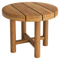 Eleni 20-Inch Round Outdoor Patio Teak Wood Side Table - Natural