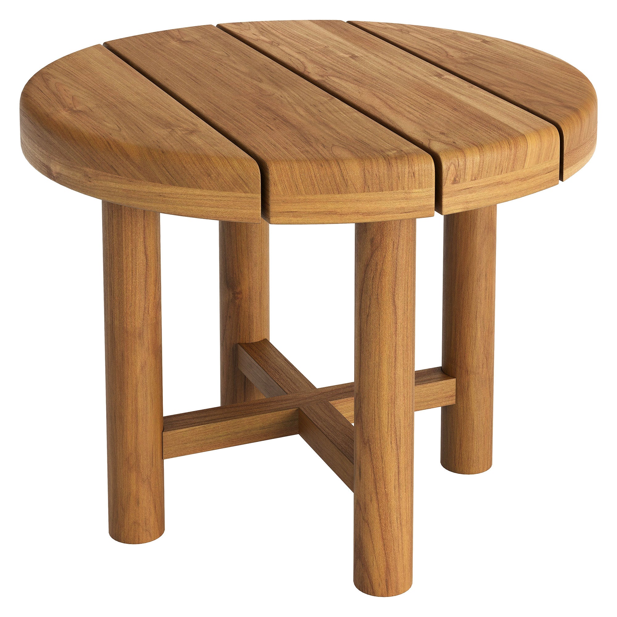 Eleni 20-Inch Round Outdoor Patio Teak Wood Side Table - Natural