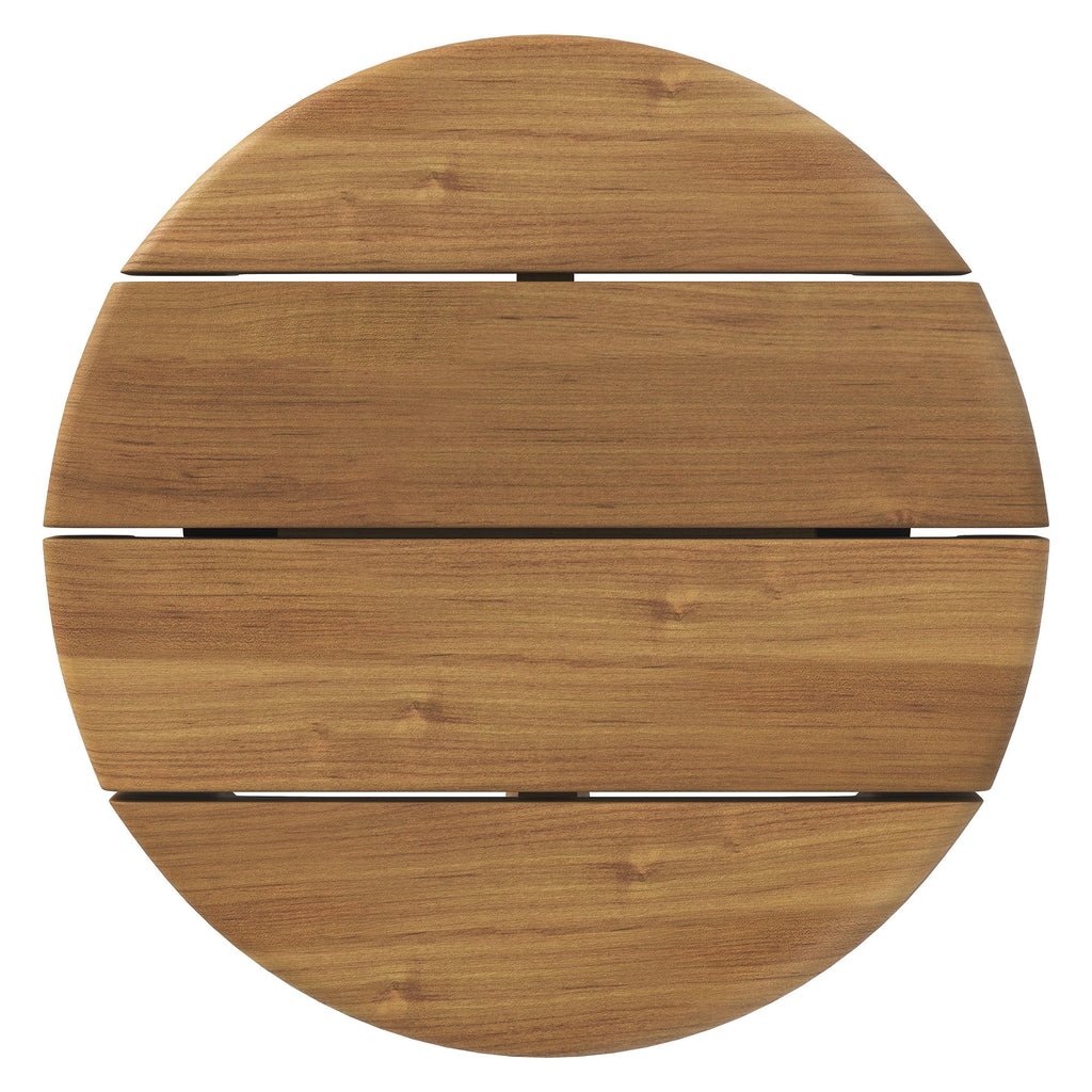 Eleni 20-Inch Round Outdoor Patio Teak Wood Side Table - Natural