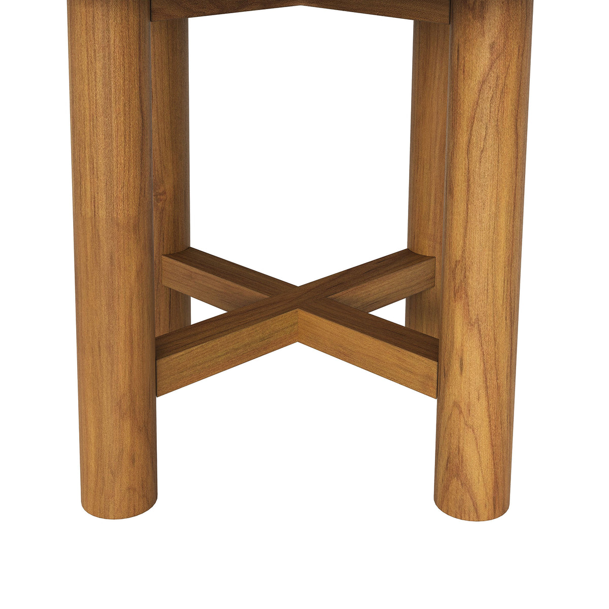 Eleni 20-Inch Round Outdoor Patio Teak Wood Side Table - Natural