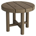 Eleni 20-Inch Round Outdoor Patio Teak Wood Side Table - Weathered Gray Teak