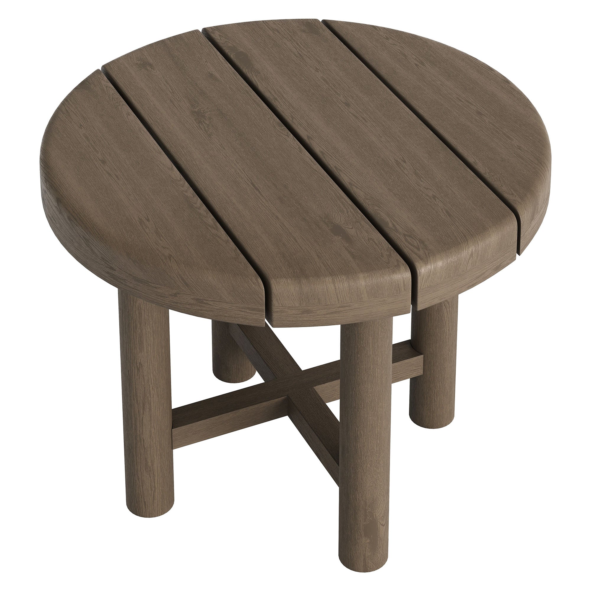 Eleni 20-Inch Round Outdoor Patio Teak Wood Side Table - Weathered Gray Teak