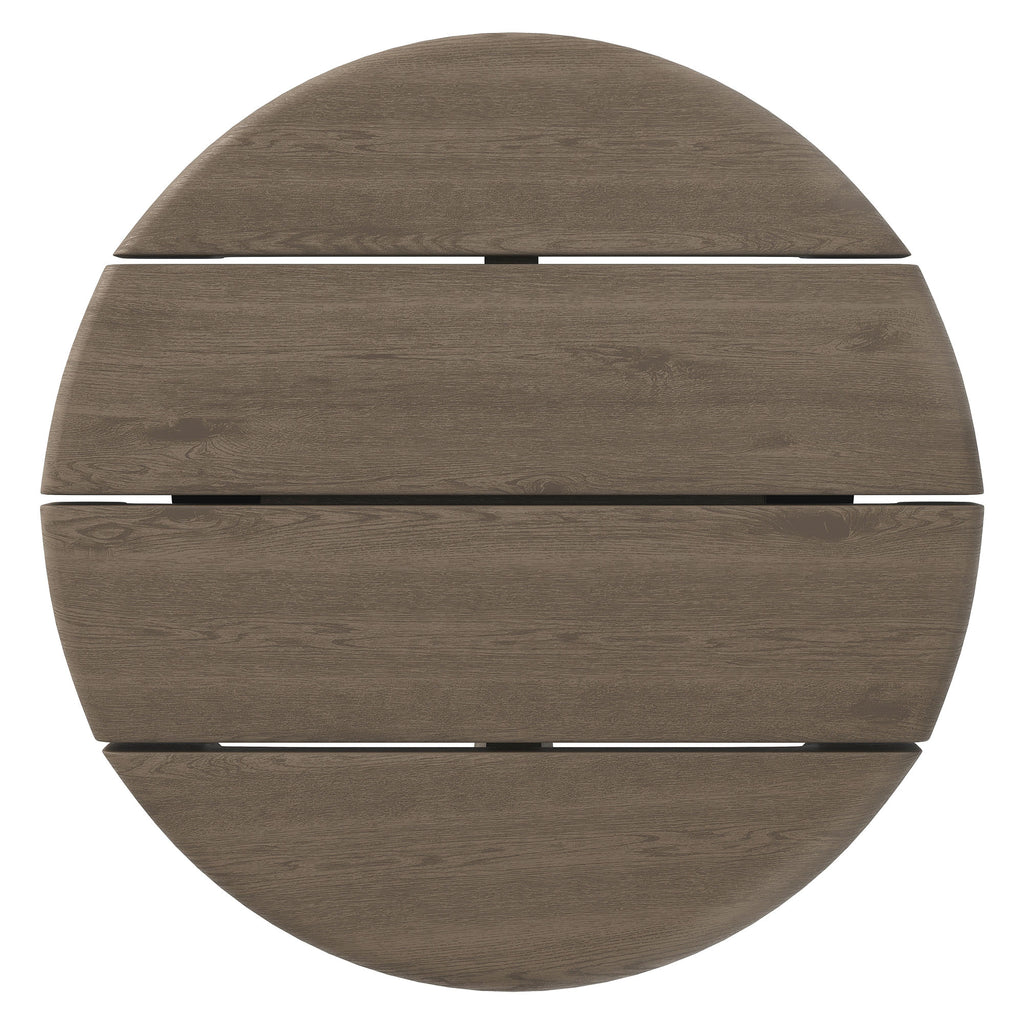 Eleni 20-Inch Round Outdoor Patio Teak Wood Side Table - Weathered Gray Teak