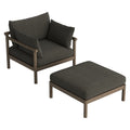 Eleni 2-Piece Outdoor Patio Teak Wood Armchair and Ottoman Set - Weathered Gray Flint