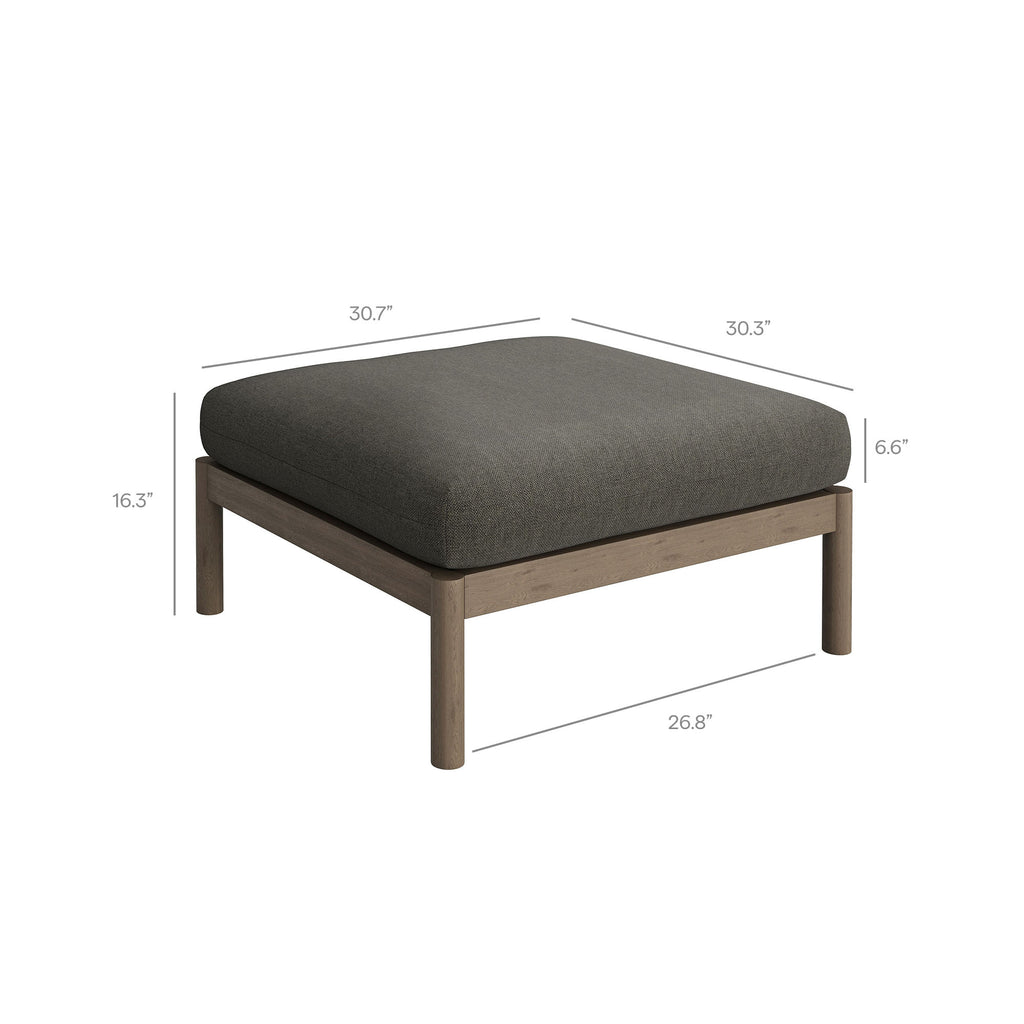 Eleni 2-Piece Outdoor Patio Teak Wood Armchair and Ottoman Set - Weathered Gray Flint