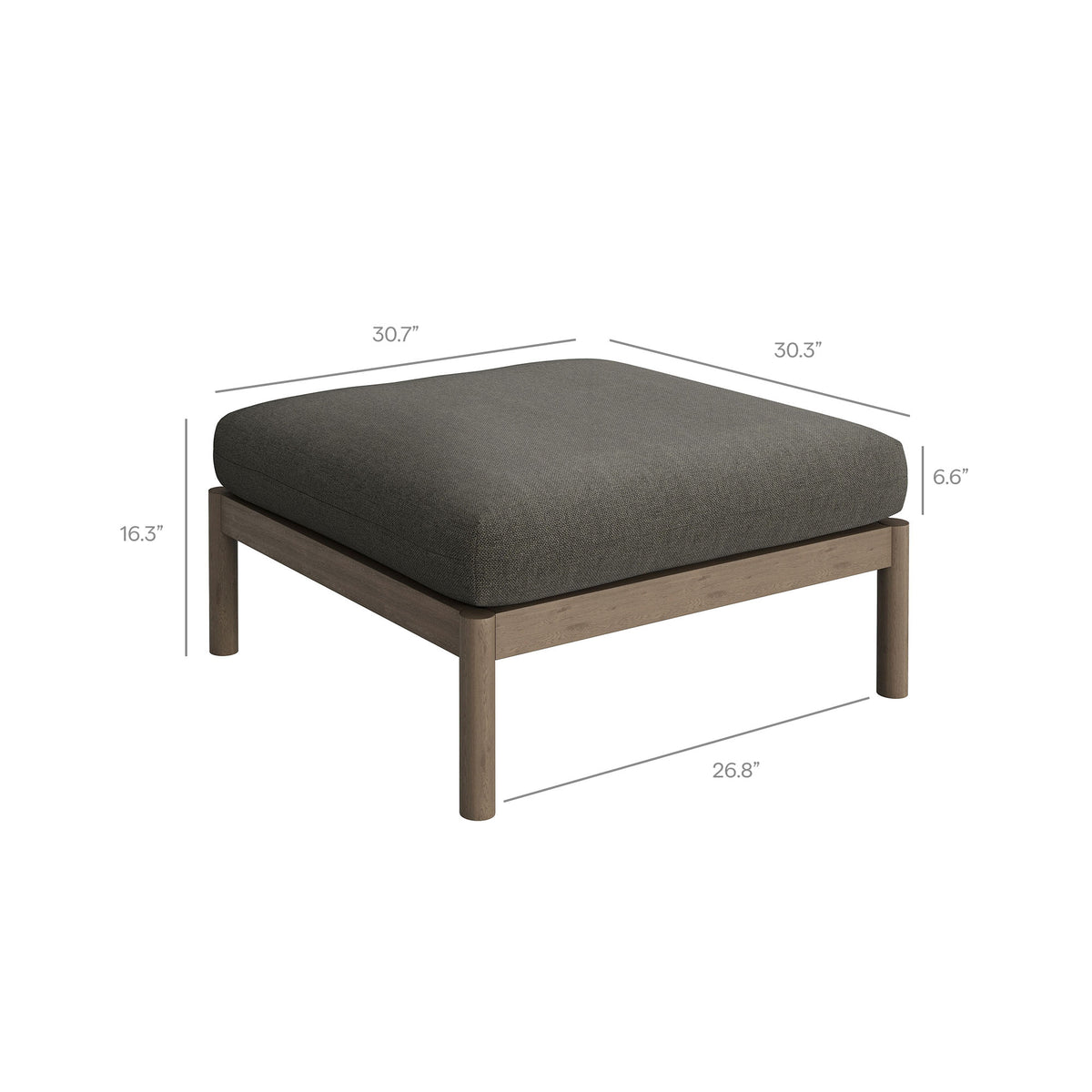 Eleni 2-Piece Outdoor Patio Teak Wood Armchair and Ottoman Set - Weathered Gray Flint