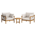 Eleni 3-Piece Outdoor Patio Teak Wood Furniture Set - Natural Sail