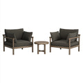 Eleni 3-Piece Outdoor Patio Teak Wood Furniture Set - Weathered Gray Flint