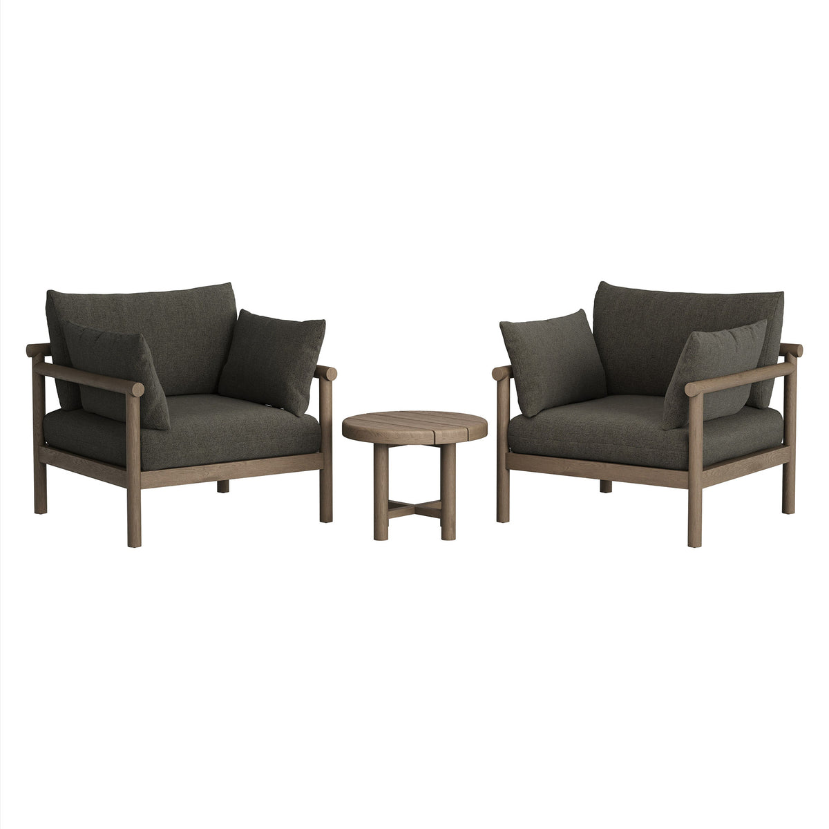 Eleni 3-Piece Outdoor Patio Teak Wood Furniture Set - Weathered Gray Flint