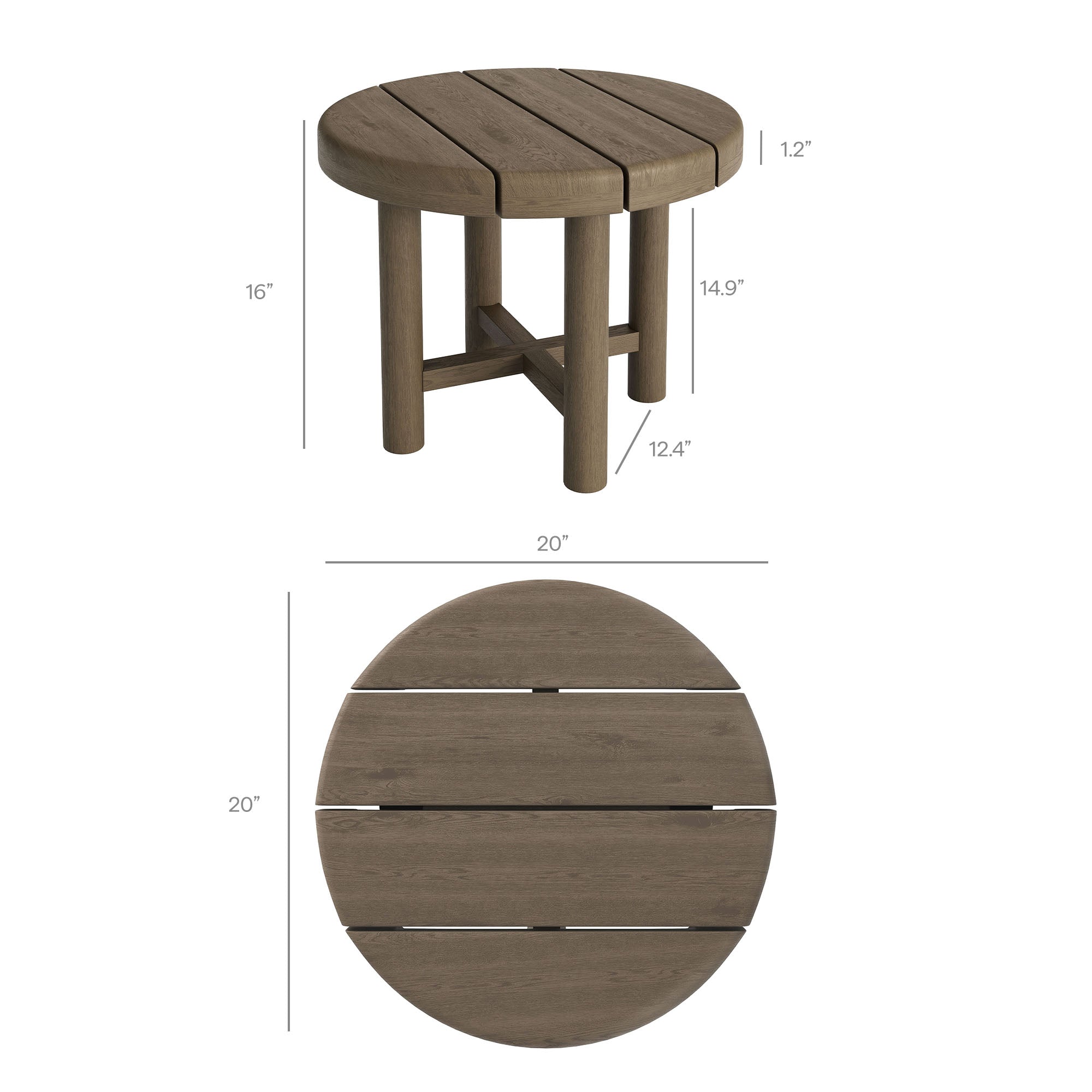 Eleni 3-Piece Outdoor Patio Teak Wood Furniture Set - Weathered Gray Flint