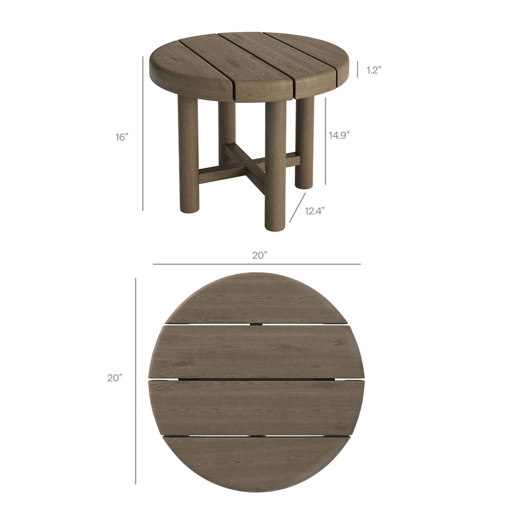 Eleni 3-Piece Outdoor Patio Teak Wood Furniture Set - Weathered Gray Pebble