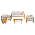 Eleni 5-Piece Outdoor Patio Teak Wood Furniture Set - Natural Sail