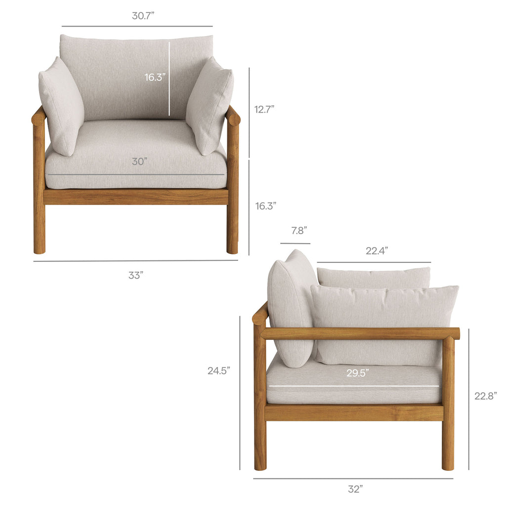 Eleni 5-Piece Outdoor Patio Teak Wood Furniture Set - Natural Sail