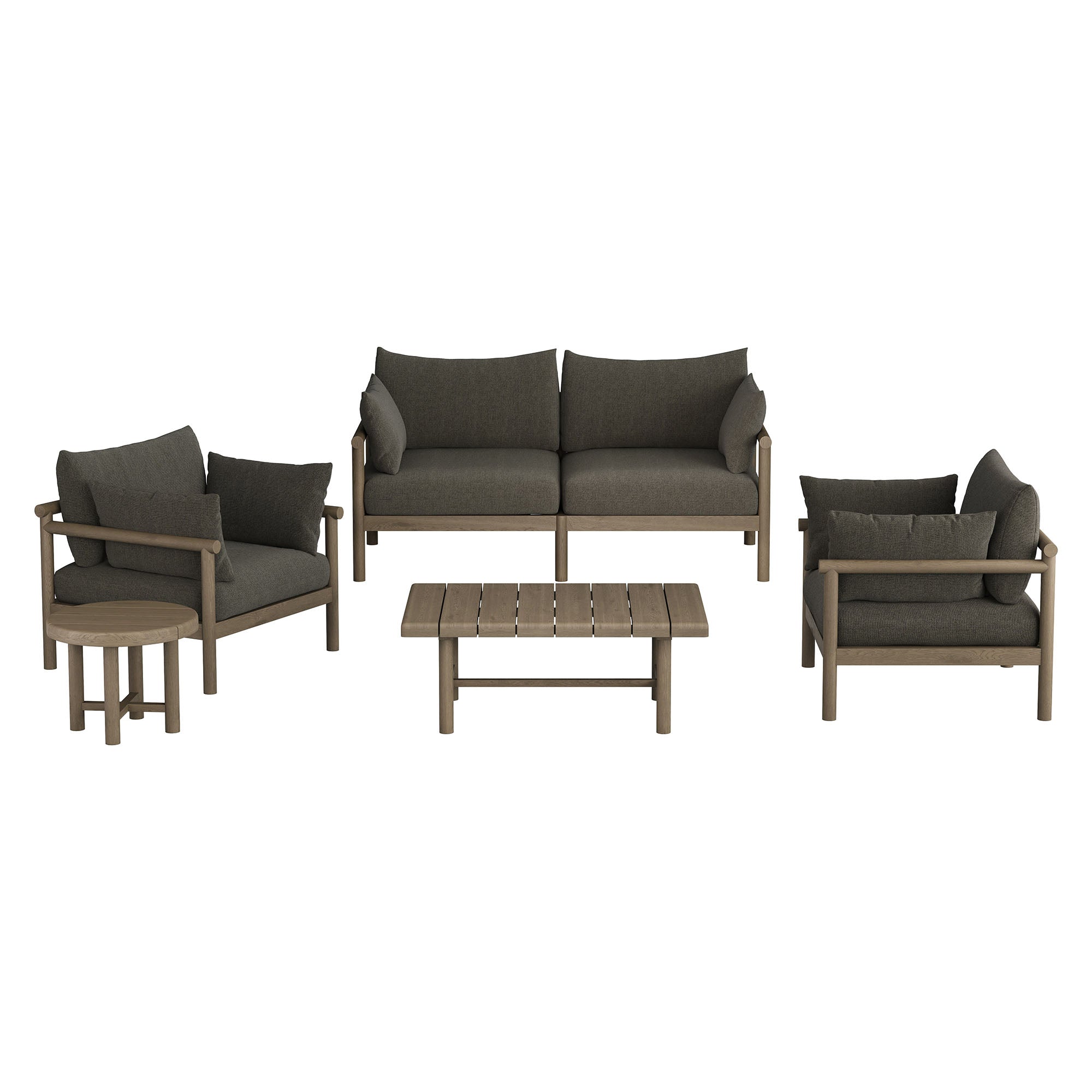 Eleni 5-Piece Outdoor Patio Teak Wood Furniture Set - Weathered Gray Flint