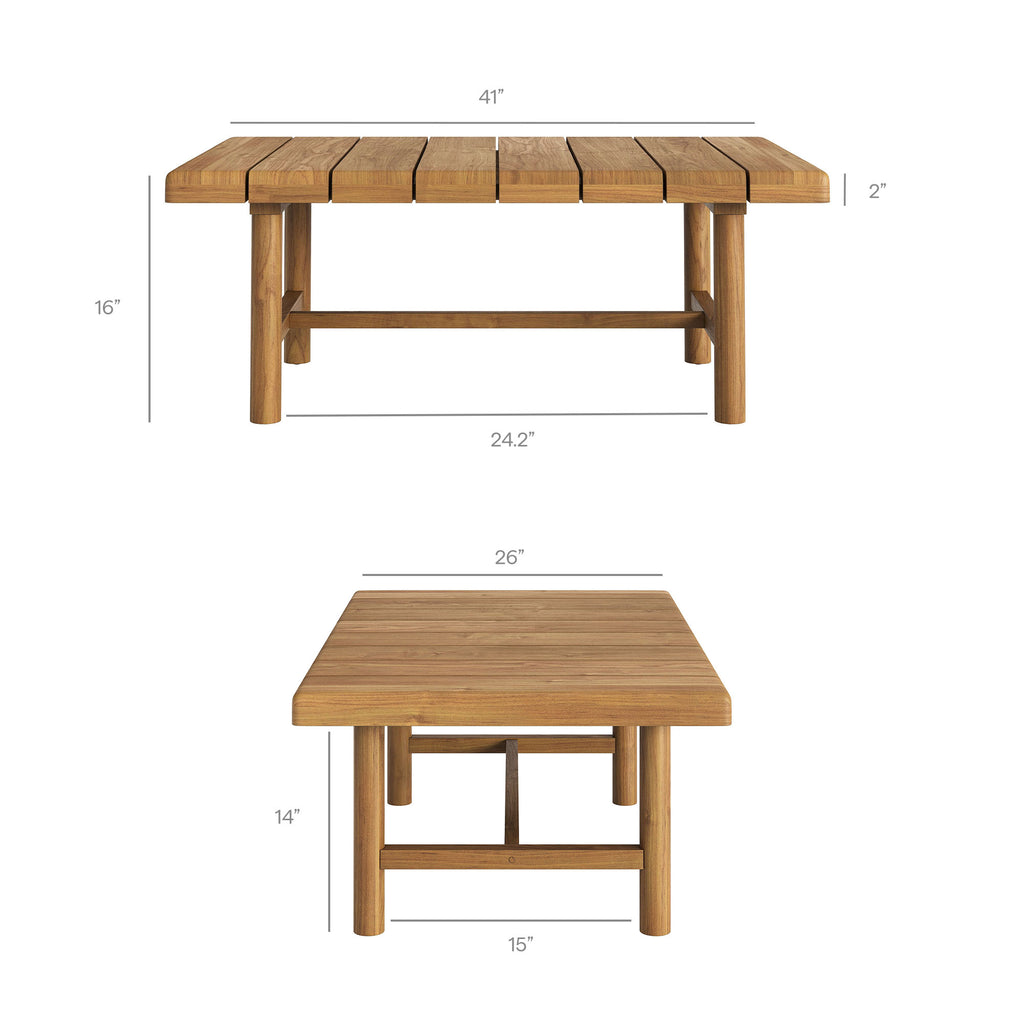 Eleni 4-Piece Outdoor Patio Teak Wood Sofa Set - Natural Sail