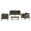 Eleni 4-Piece Outdoor Patio Teak Wood Sofa Set - Weathered Gray Flint