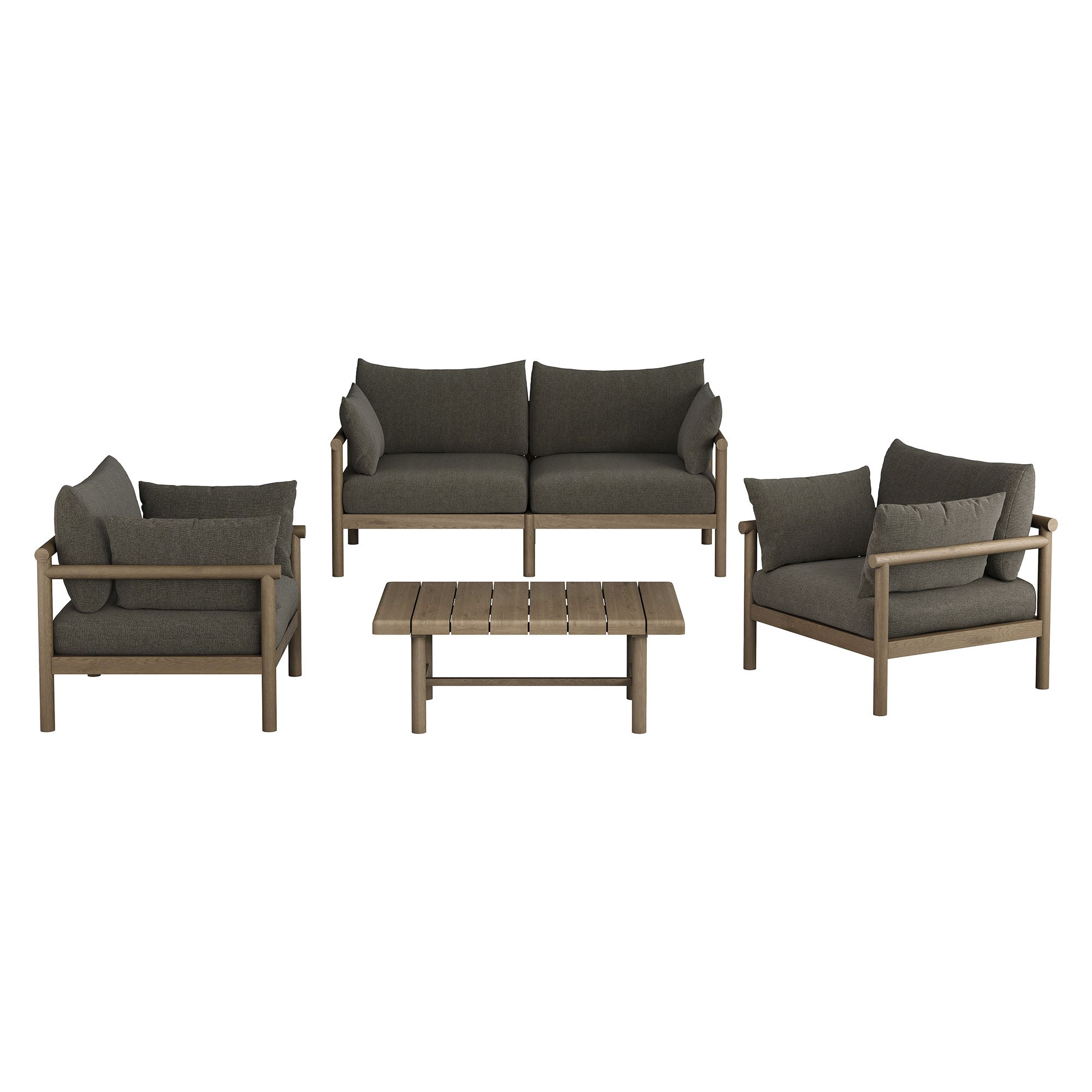 Eleni 4-Piece Outdoor Patio Teak Wood Sofa Set - Weathered Gray Flint