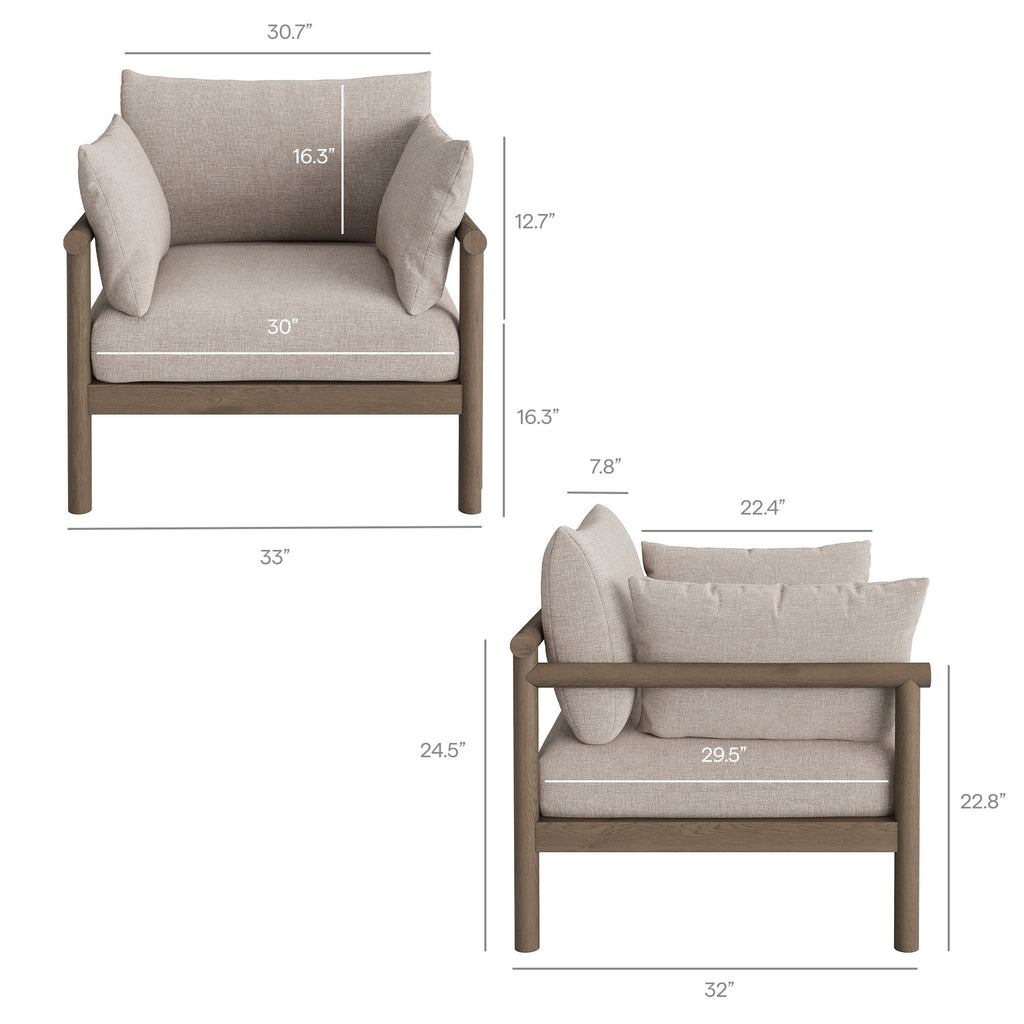 Eleni 4-Piece Outdoor Patio Teak Wood Sofa Set - Weathered Gray Pebble