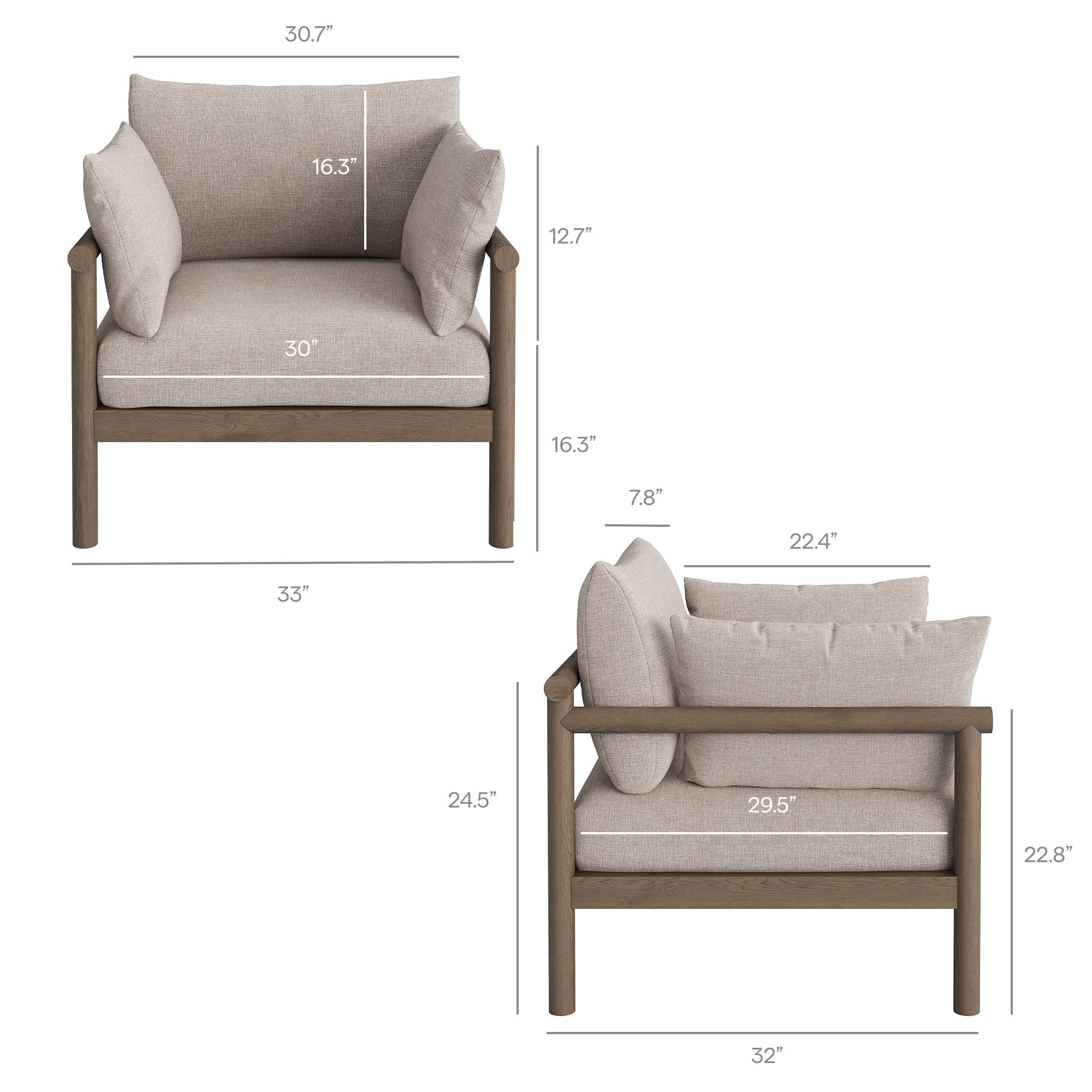 Eleni 4-Piece Outdoor Patio Teak Wood Sofa Set - Weathered Gray Pebble