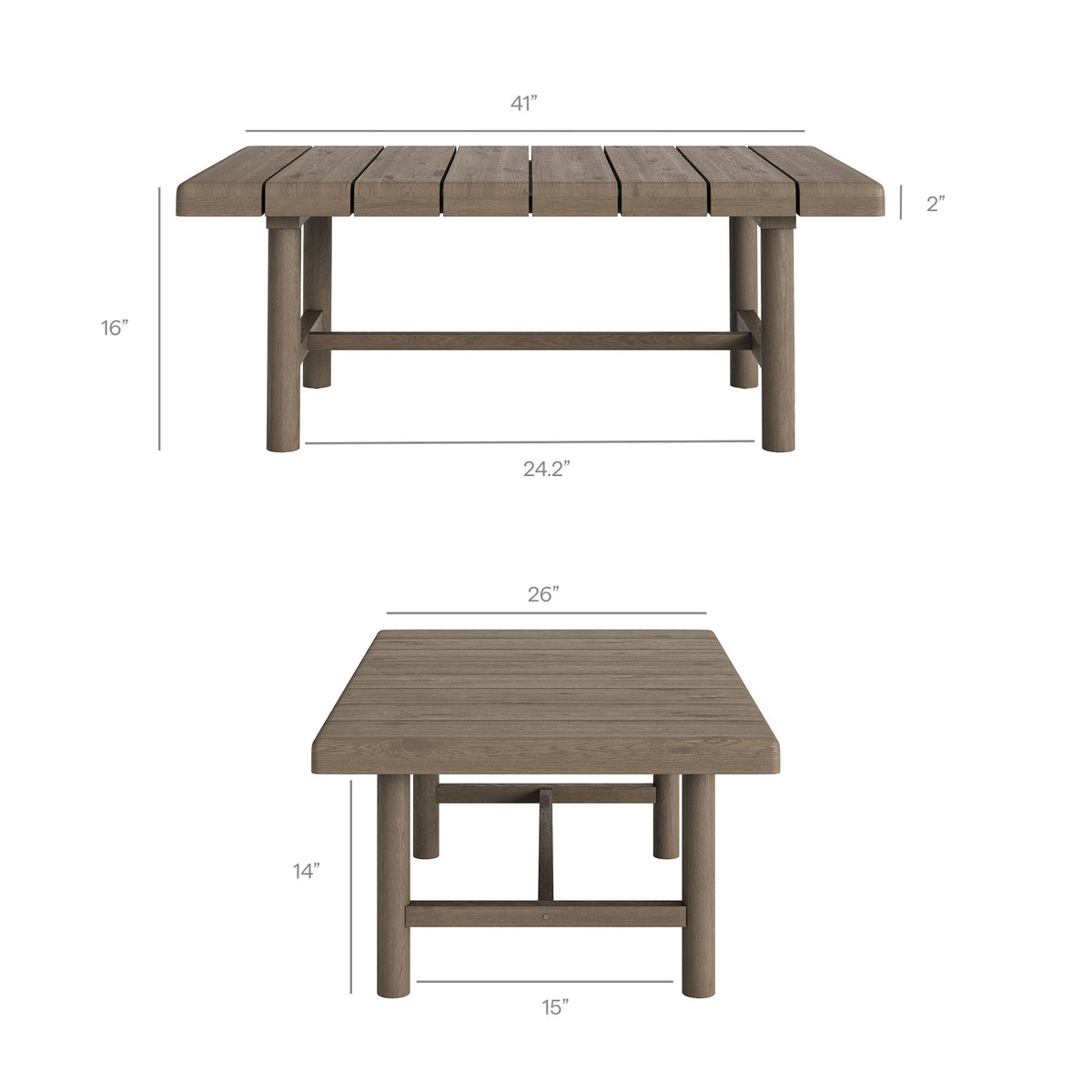 Eleni 4-Piece Outdoor Patio Teak Wood Sofa Set - Weathered Gray Pebble