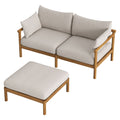 Eleni 2-Piece Outdoor Patio Teak Wood Loveseat with Ottoman Set - Natural Sail