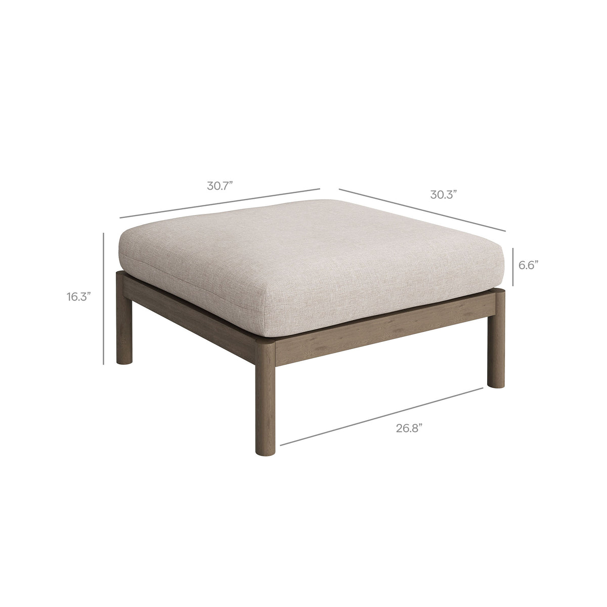 Eleni 2-Piece Outdoor Patio Teak Wood Loveseat with Ottoman Set - Weathered Gray Pebble