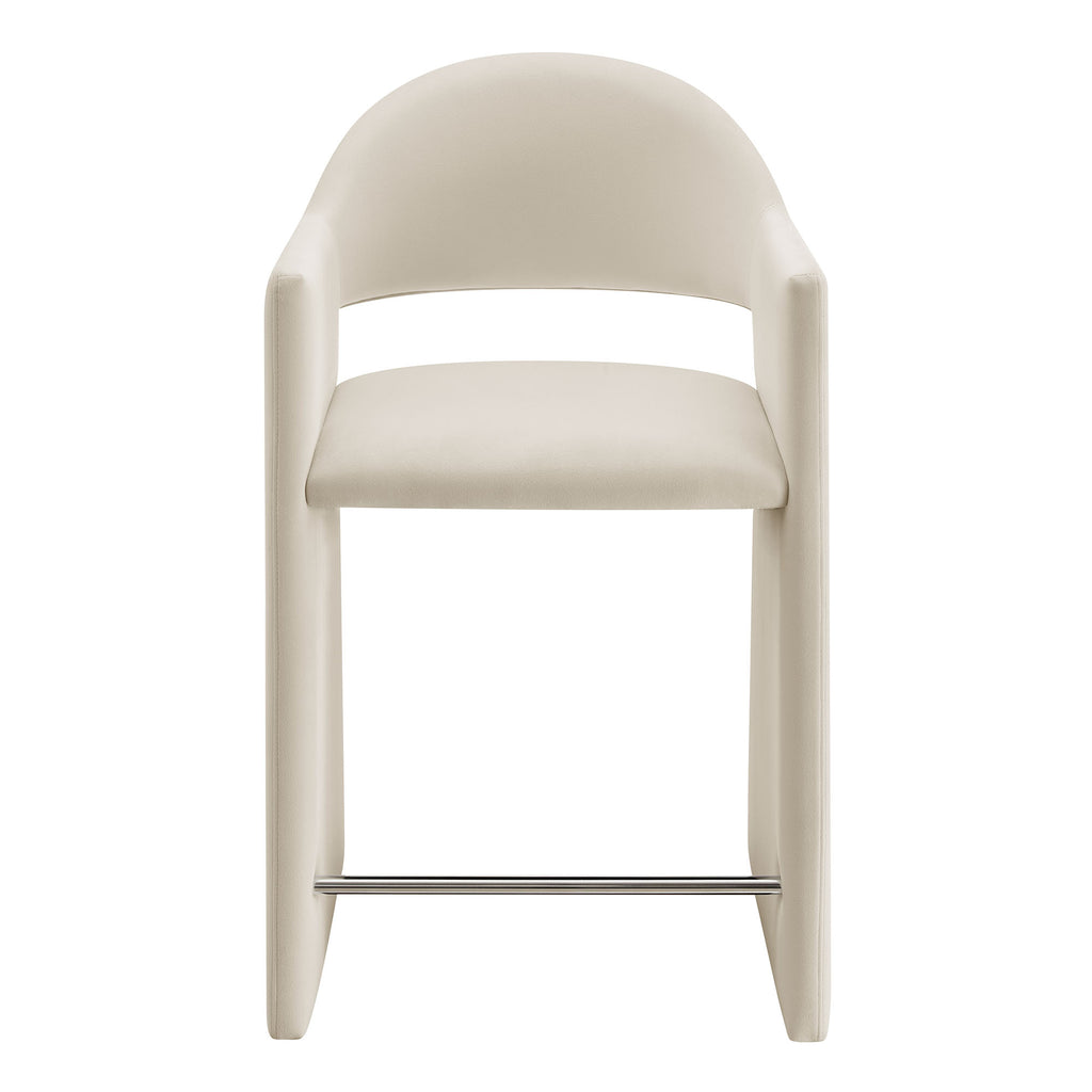Talia 37 Inch Performance Velvet Counter Stool - Alabaster
